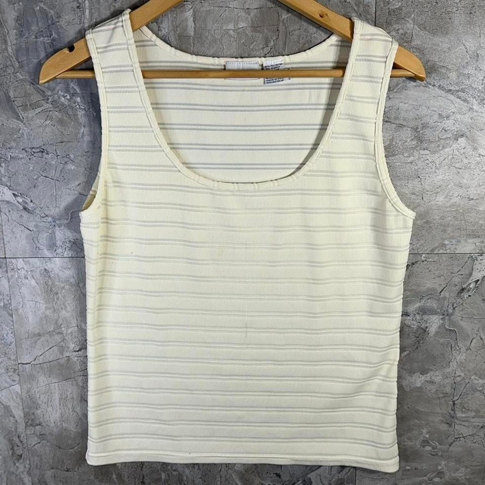 Newport News Cream and white striped tank top Woman's Large